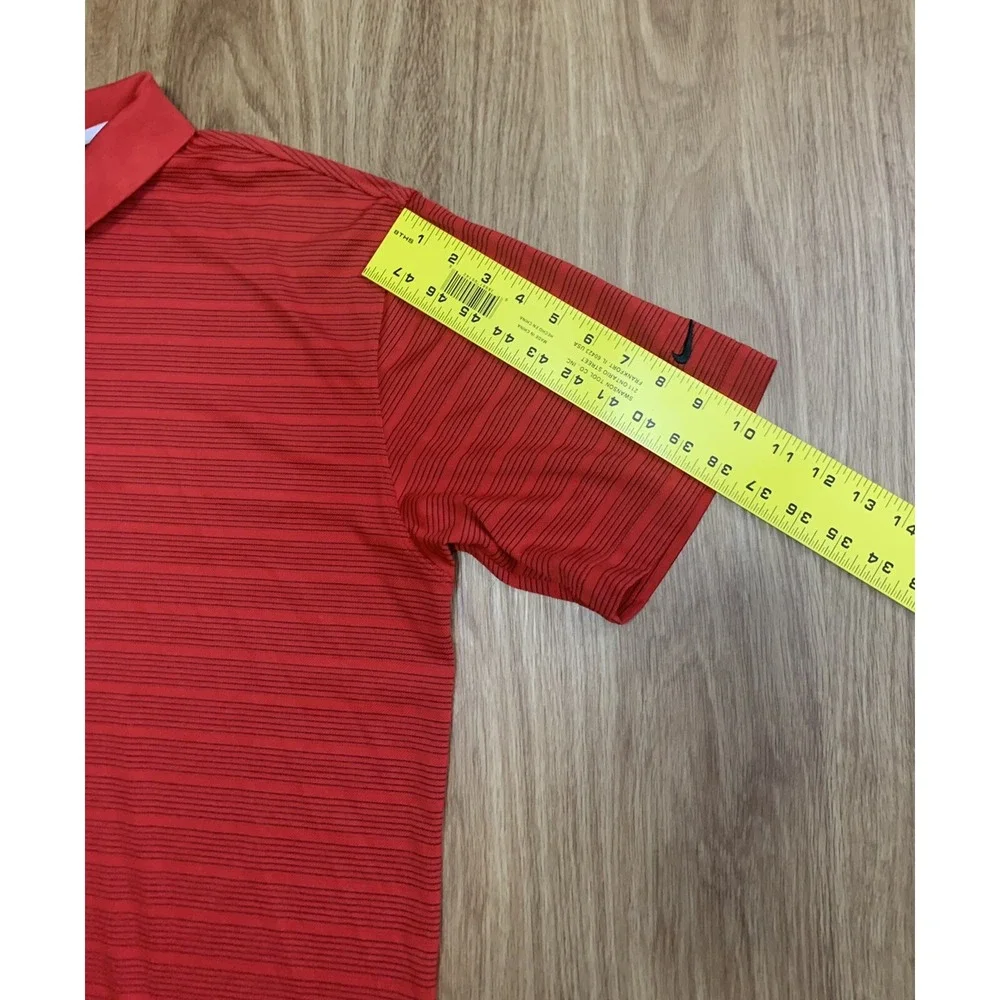 Nike Golf DriFit Red/Black Striped Mens Short Sleeve Polo Shirt Size Large‎